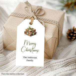 Etiqueta Para Presente Marcador de Presente de Natal Rústico Neutro em Aq