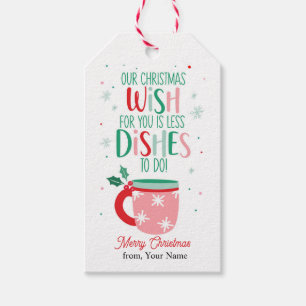 Etiqueta Para Presente Marcador de Presente de Pratos Coloridos de Natal