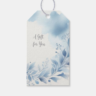 Etiqueta Para Presente Marcador de Presente em Aquarela Floral Azul Elega