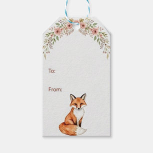 Etiqueta Para Presente Marcador de presente Floral de Raposa Boho em Aqua