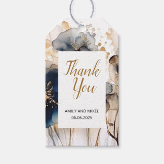 Etiqueta Para Presente Marcador de presente floral dourado azul marinho a