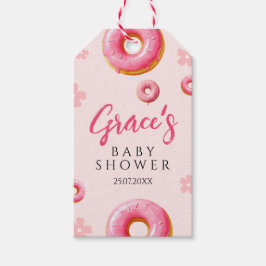 Etiqueta Para Presente Marcadores de Favor de Chá de Bebê com Donut Rosa