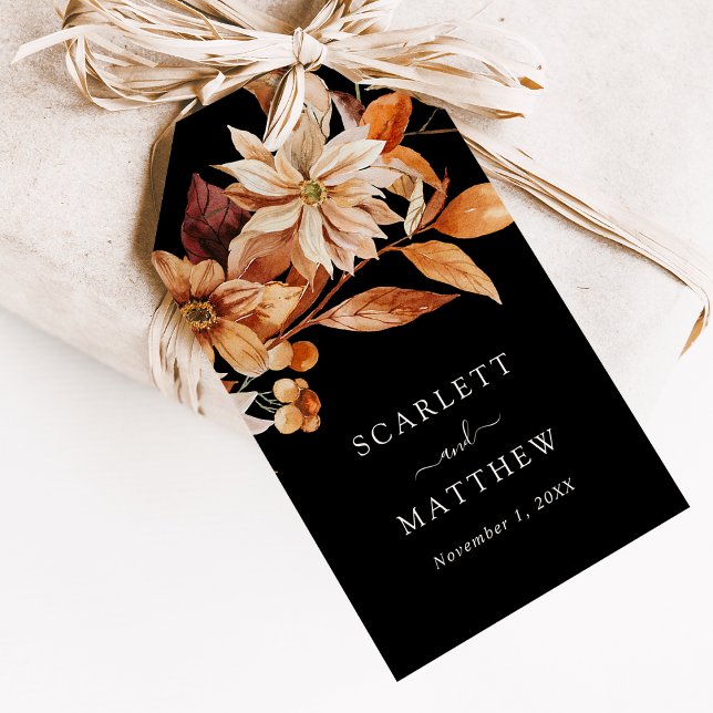 Etiqueta Para Presente Marcadores de Favorito de Outono Preto (Black Fall Favor Tags
)