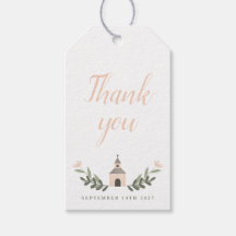 Marcas de agradecimento Chapel e Flores Rosa Suave