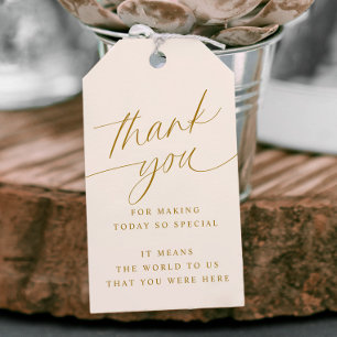 Etiqueta Para Presente Marcas de Agradecimento de Casamento em Dourado e 