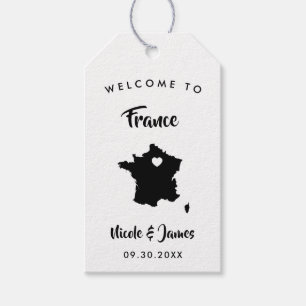 Etiqueta Para Presente Marcas de Boas-vindas do casamento da França, Map