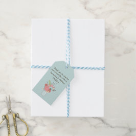 Etiqueta Para Presente Marcas de casamento florais corais e azuis lindas