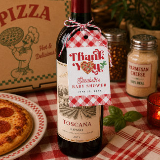 Etiqueta Para Presente Marcas de Favor com Tema de Pizza Vermelha e Branc