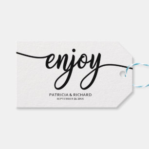 Etiqueta Para Presente Marcas de Favor de Casamento com Caligrafia Simple