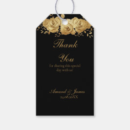 Etiqueta Para Presente Marcas de Favor de Casamento Rosa Floral Ouro Pret