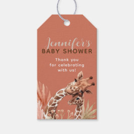 Etiqueta Para Presente Marcas de Favor de Chá de Bebê Girafa Boho Teracot