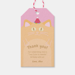 Etiqueta Para Presente Marcas de Favor Verticais de Gato Laranja Fofo