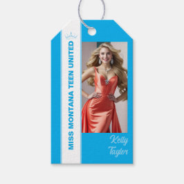 Etiqueta Para Presente Marcas de Foto Personalizadas Blue Color Pop