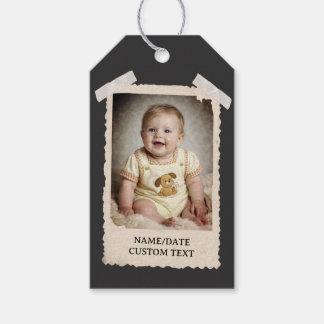 Etiqueta Para Presente Marcas de Foto Personalizadas Vintage, Celebração
