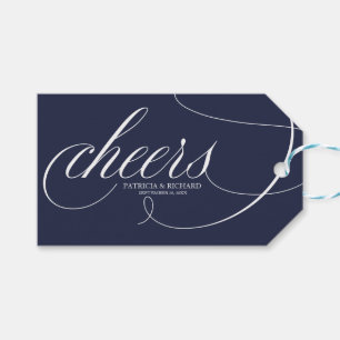 Etiqueta Para Presente Marcas de Garrafa de Vinho Azul Marinho Elegantes