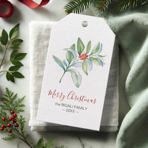 Etiqueta Para Presente Marcas de Natal Elegantes Simples Aquarela
