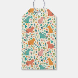 Etiqueta Para Presente Marcas de Presente de Capivara Floral Desenhadas à