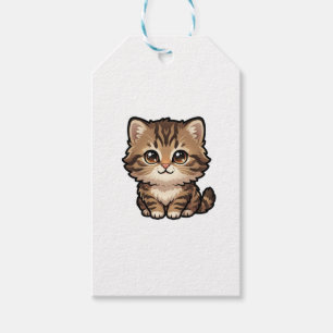 Etiqueta Para Presente Marcas de Presente de Gatinho Malhado Marrom Fofin