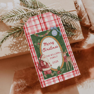 Etiqueta Para Presente Marcas de Presente de Natal Alegre Coloridas e Cap