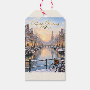 Etiqueta Para Presente Marcas de Presente de Natal de Amsterdã Inverno Ca