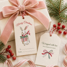 Marcas de Presente de Natal de Coelho em Aquarela