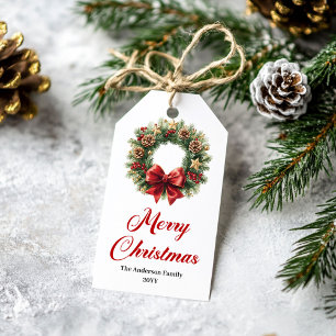 Etiqueta Para Presente Marcas de Presente de Natal de Pinheiro em Aquarel