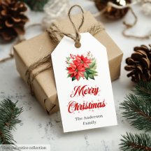 Marcas de Presente de Natal de Poinsettia em Aquar
