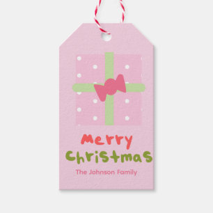 Etiqueta Para Presente Marcas de Presente de Natal Fofo Rosa para Família