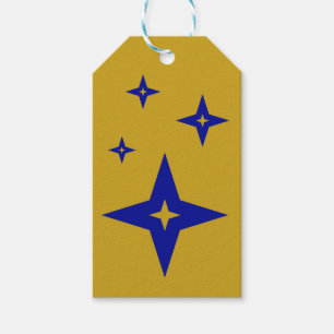 Etiqueta Para Presente Marcas de Presente Douradas com Estrelas Azuis