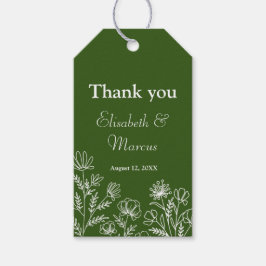 Etiqueta Para Presente Marcas de presente florais simples em verde oliva