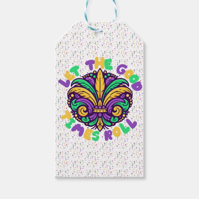 Etiqueta Para Presente Mardi Gras Deixe os bons tempos rolar (Frente)