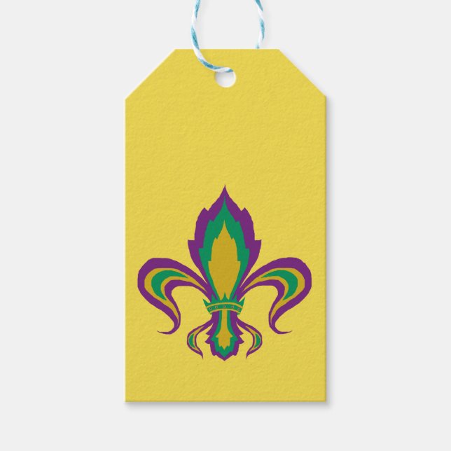 Etiqueta Para Presente Mardi Gras Fleur De Lis (Frente)