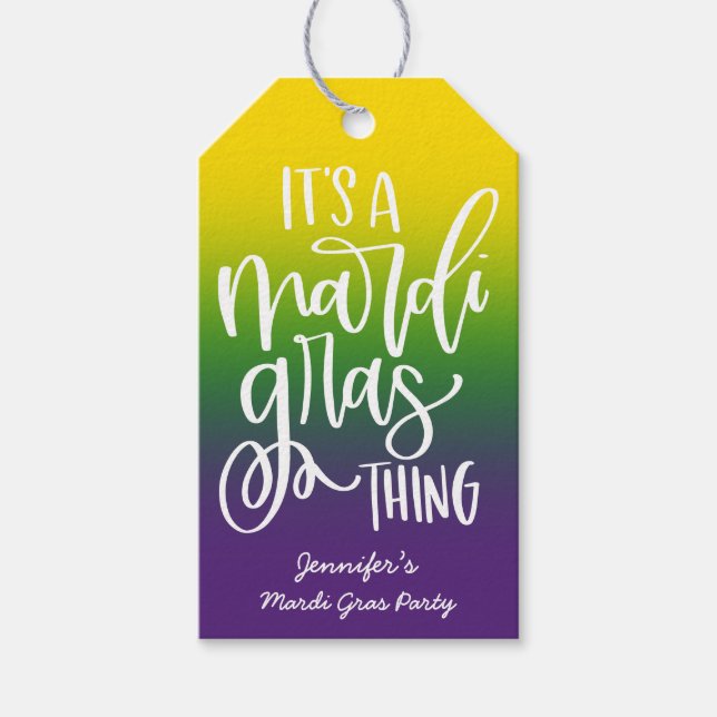Etiqueta Para Presente Mardi Gras Party Text Design Ombre (Frente)
