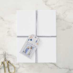 Etiqueta Para Presente Mares e Saudações Madeira Branca de Ornamento de C