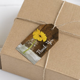 Etiqueta Para Presente Margarida Amarela em Mason Jar Barn.