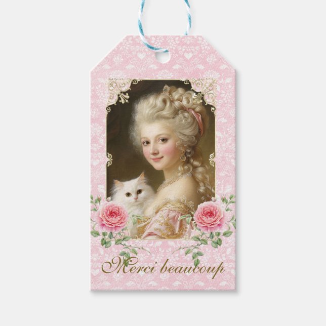 Etiqueta Para Presente Marie Antoinette,French,Paris,cat,portrait, (Frente)