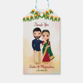 Etiqueta Para Presente Marigold garlands com o casamento Hindu casal Tami