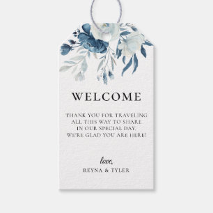 Etiqueta Para Presente Marinho Azul Dusty Casamento Floral Saco de Boas-V