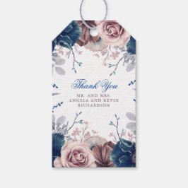 Etiqueta Para Presente Marinho Azul e Mauve Floral Wedding