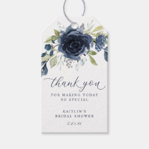 Etiqueta Para Presente Marinho Azul Floral Chá de casamento Favorito