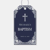 Marinho Blue Boy Baptism Vintage Elegante Tag
