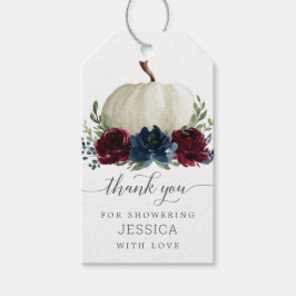 Etiqueta Para Presente Marinho Burgundy Pumpkin Floral Chá de panela Favo
