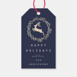 Etiqueta Para Presente Marinho Dourado Merry Christmas Reindeer Champaign