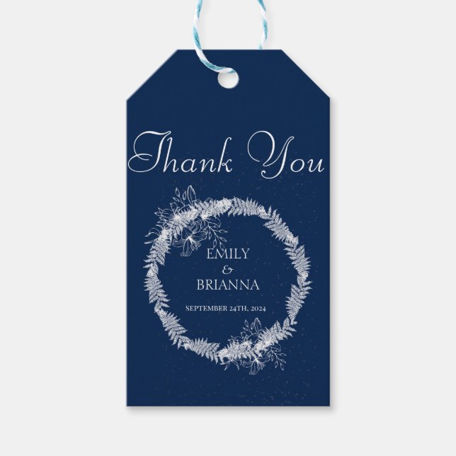 Etiqueta Para Presente Marinho Elegante clássico Casamento azul (Frente)