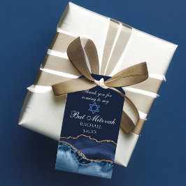 Etiqueta Para Presente Marinho Elegante, Festa de Bat Mitzvah, Gato Azul 