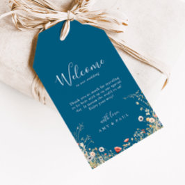Etiqueta Para Presente Marinho Feliz Boho Wildflower Wedding Bem-vindo