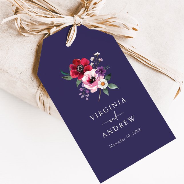Etiqueta Para Presente Marinho Floral (Navy Blue Floral Gift Tags by Painted Paperie
)
