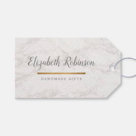 Etiqueta Para Presente Mármore branco de tendências e presentes Dourados 