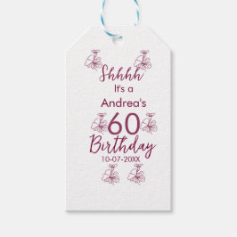 Etiqueta Para Presente Marron white mauve shhhh 60.º aniversário nome flo