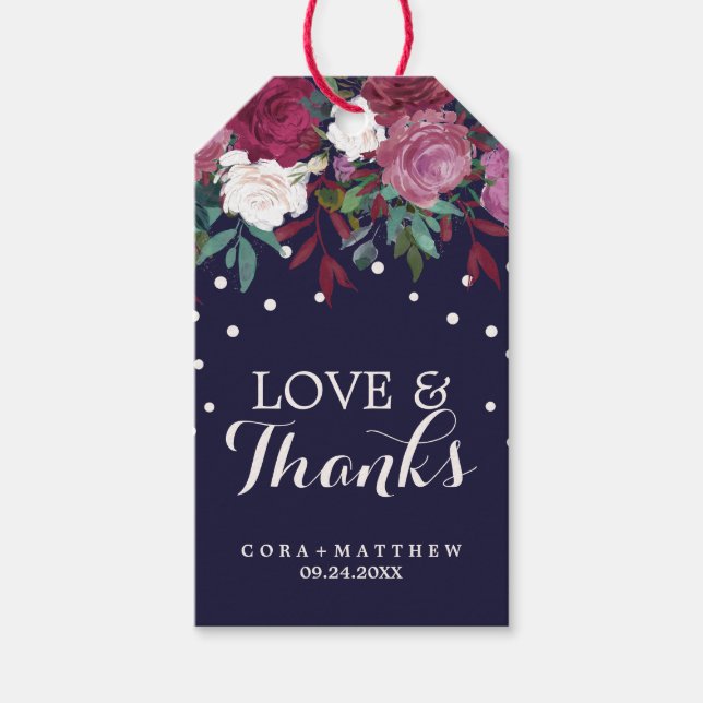 Etiqueta Para Presente Marsala & Burgundy sobre o casamento entre Marinho (Frente)